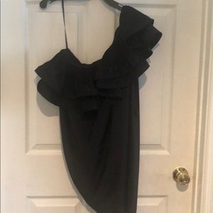 .one shoulder sleeveless dress